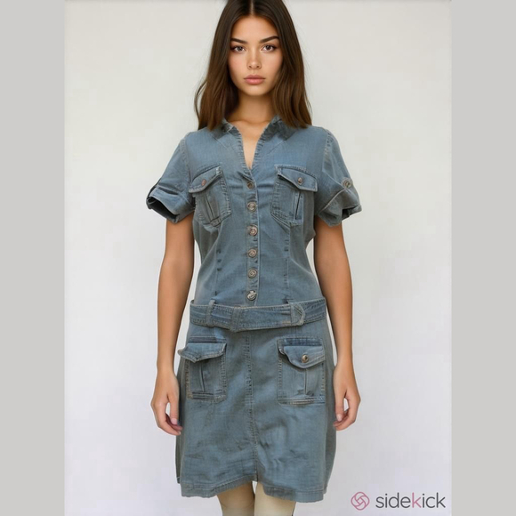 Hot Kiss Vintage Y2K Denim Belted Dress - Medium - Picture 1 of 10
